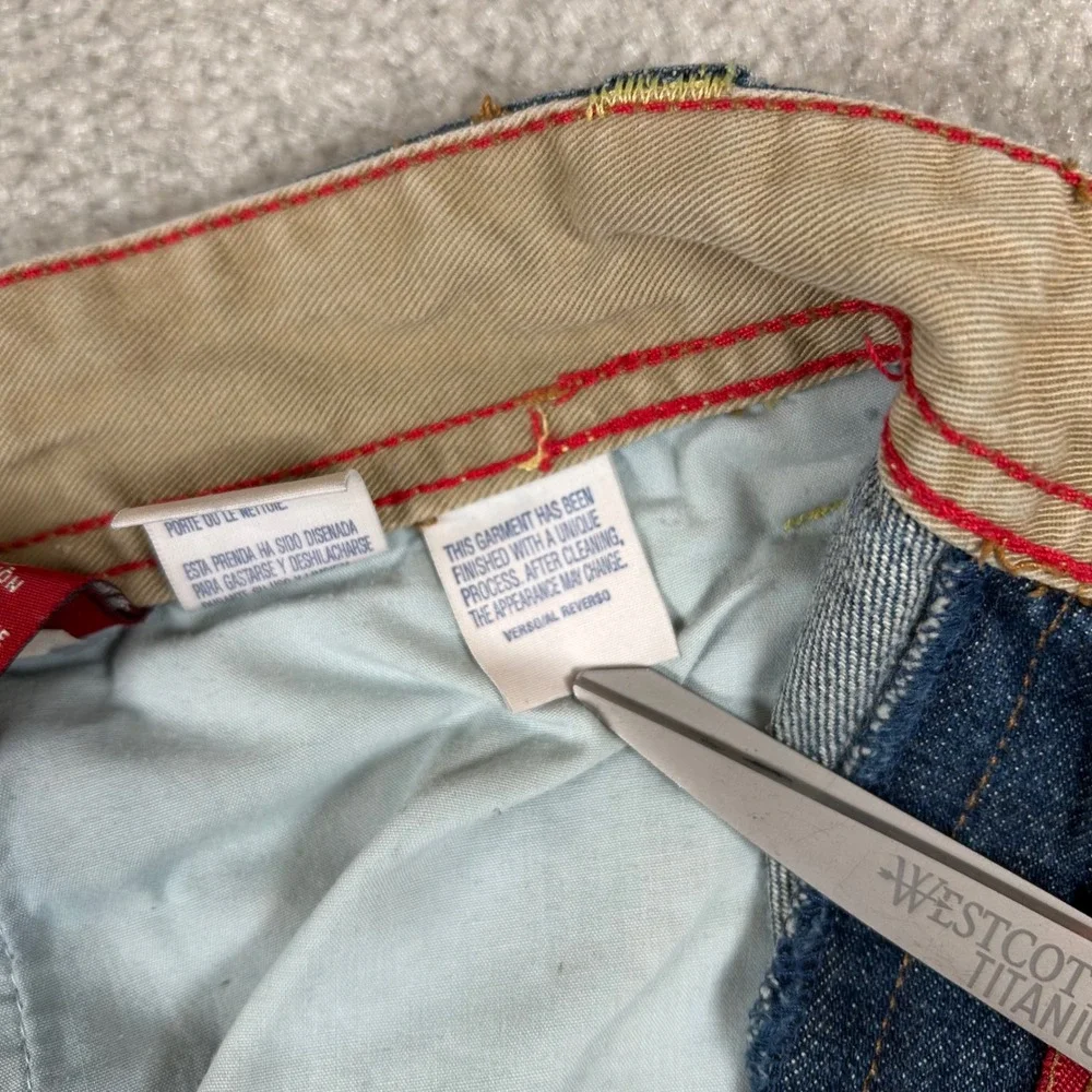 Vintage Y2K Tommy Hilfiger Cargo Shorts Mens 36 Blue Denim Label Baggy Utility